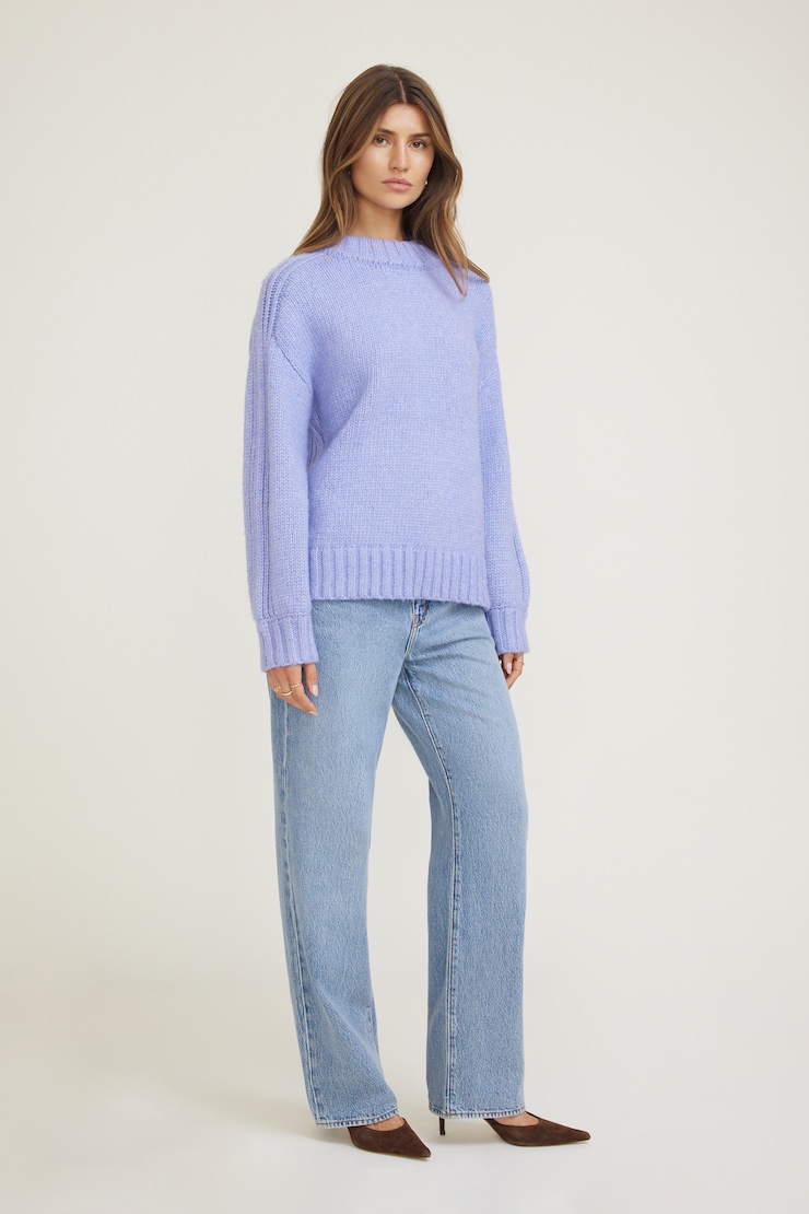 Mabel Chunky Crewneck Sweater Jacaranda Purple Melange large