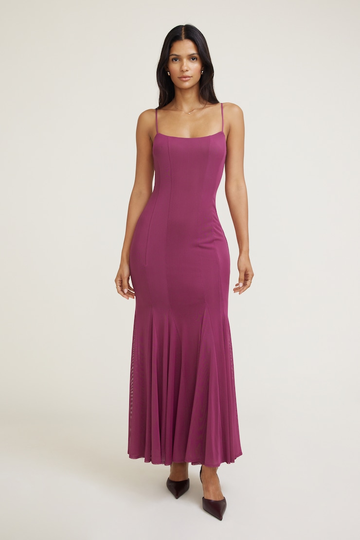 Dahlia Scoop Neck Mermaid Maxi Dress Pink | Dynamite Dahlia Scoop Neck Mermaid Maxi Dress Pink | Dynamite
