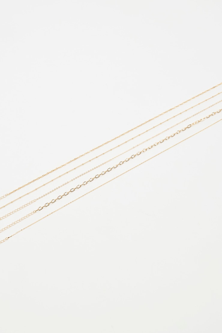 Set of 5 Classic Chains, Gold, large