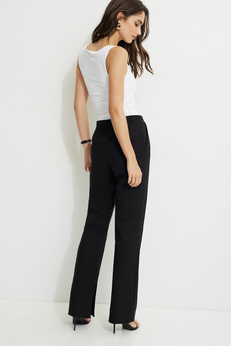 High Rise Slim Leg Pants Jet Black large