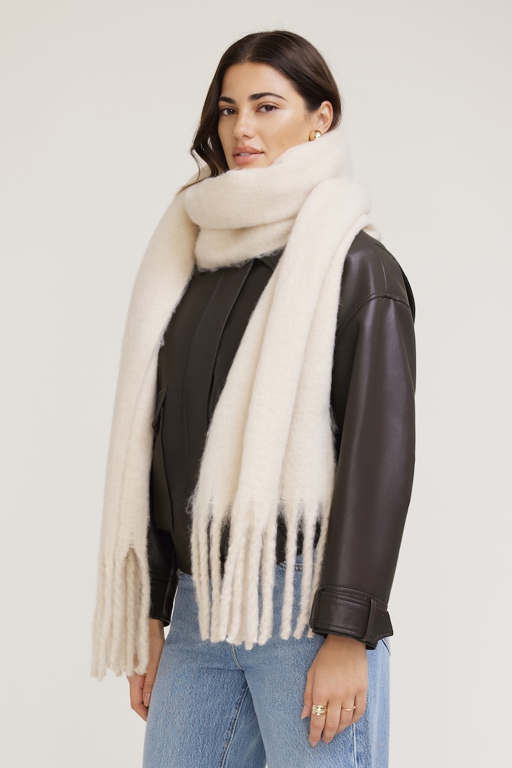 Oversized Fringed Scarf Sea Salt Off White large
