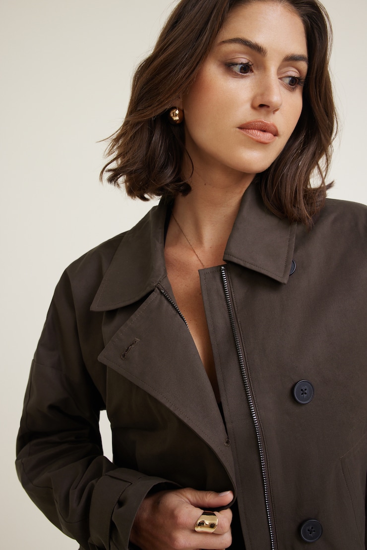 Asymmetric Short Trench Coat