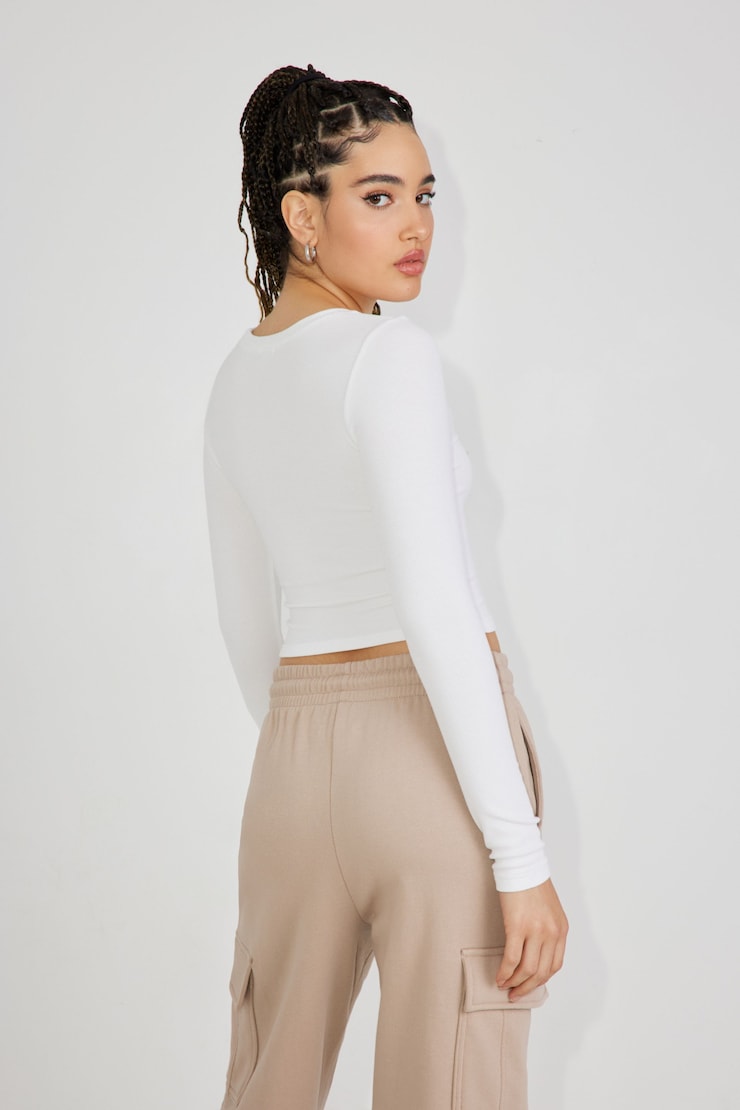 Kimmy Long Sleeve Crewneck Top, Bright White, large