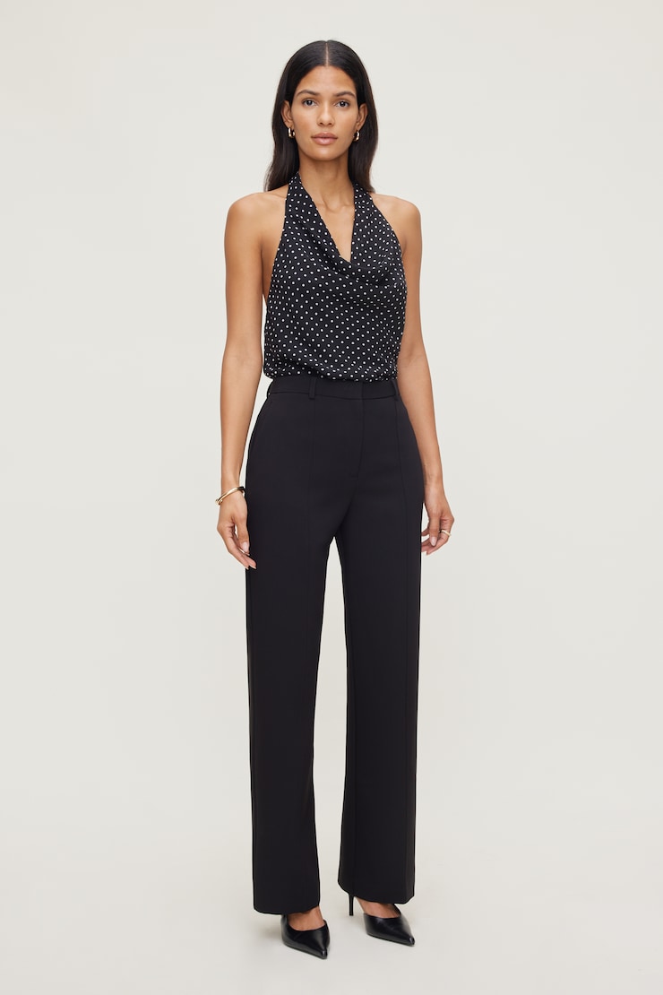 Pintuck Straight Leg Pants Jet Black large