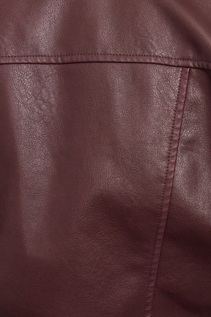Faux Leather Worker Jacket, Port Royale Burgundy , large