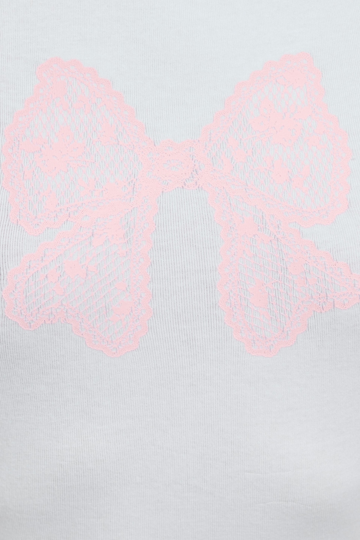 Stormi Tee, Bright White with "Lace Bow" Art, large