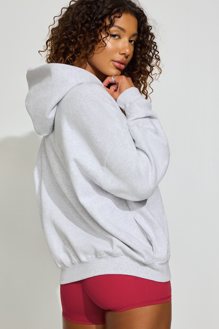 UltraFleece Hoodie, Spring Grey Mix with Red "GARAGE" Logo, large