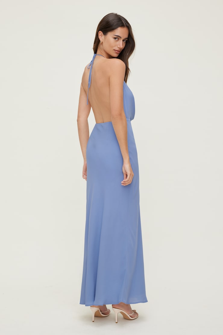 Plunge Cowl Neck Maxi Dress English Manor Blue large