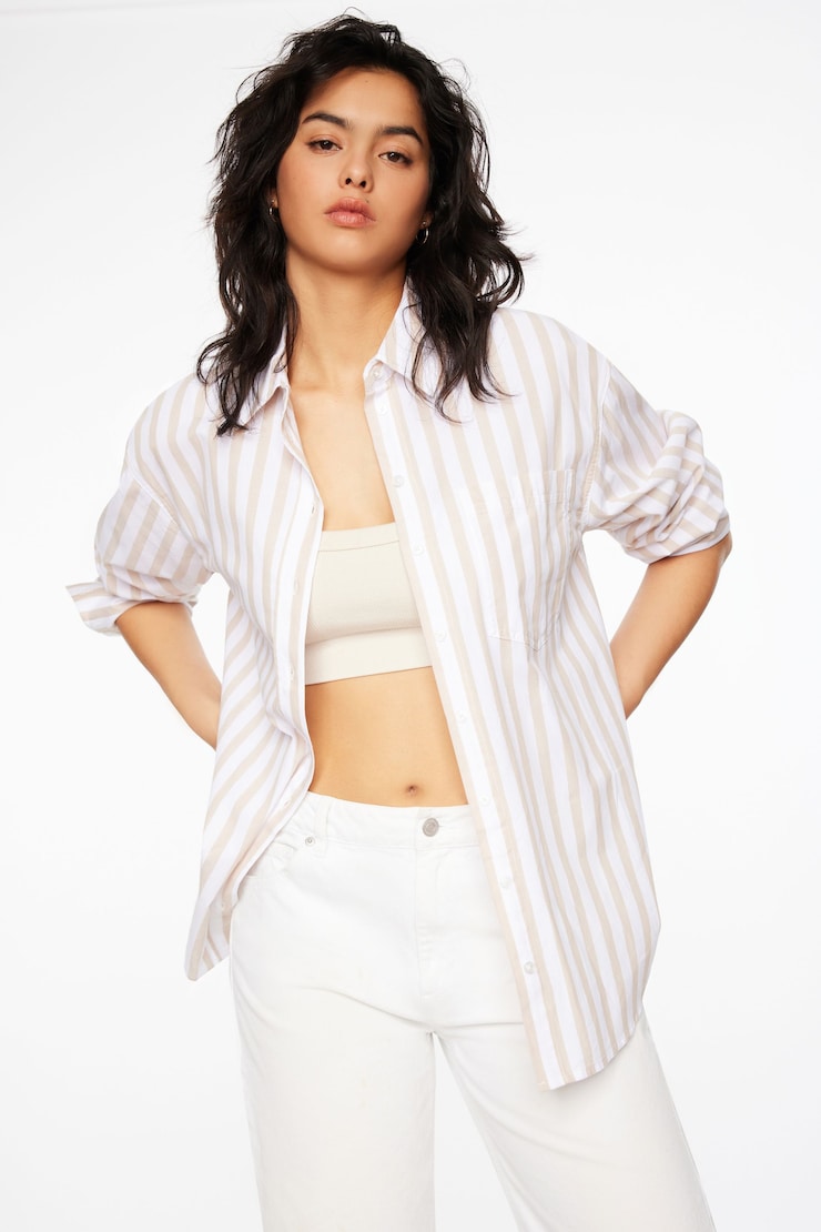 Frida Striped Oversized  Button Up Shirt