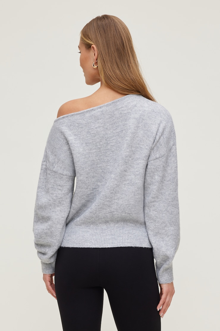 Lola Off Shoulder Sweater Light Grey Mix large