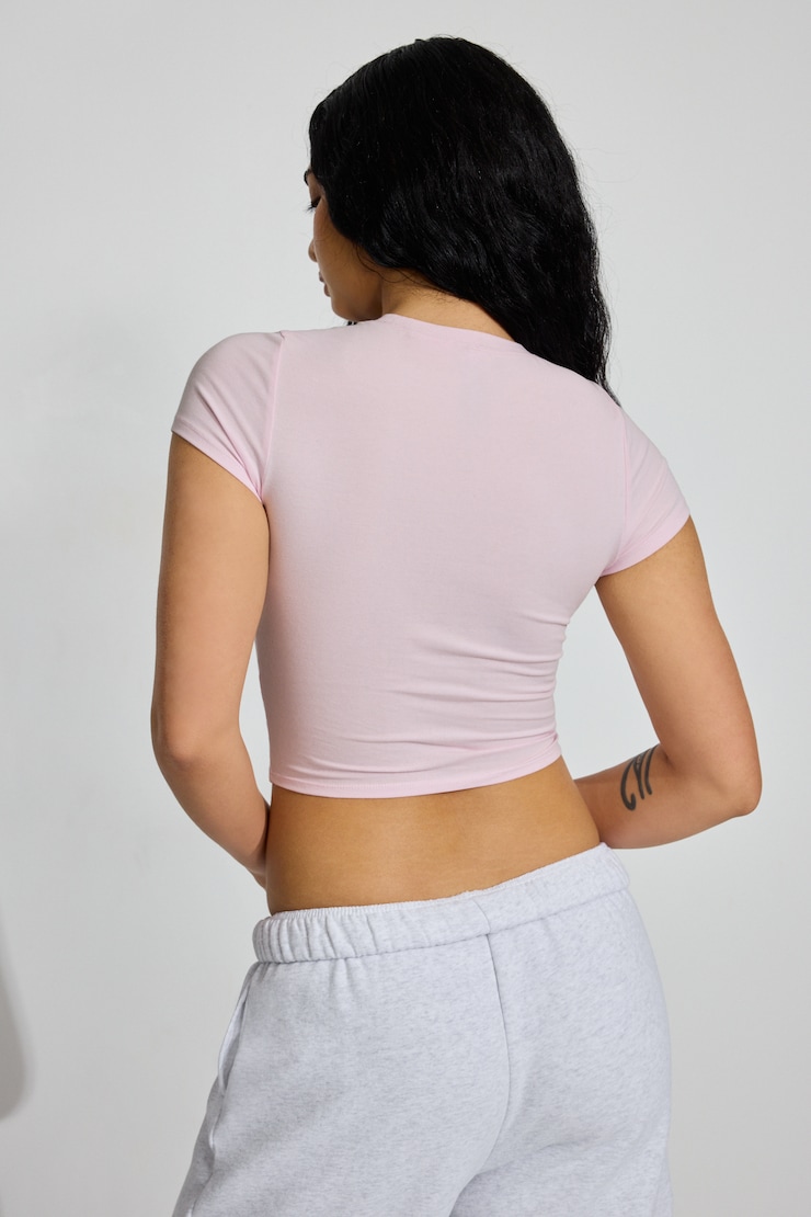 SuperSoft Crewneck Cropped T-Shirt, Light Pink, large