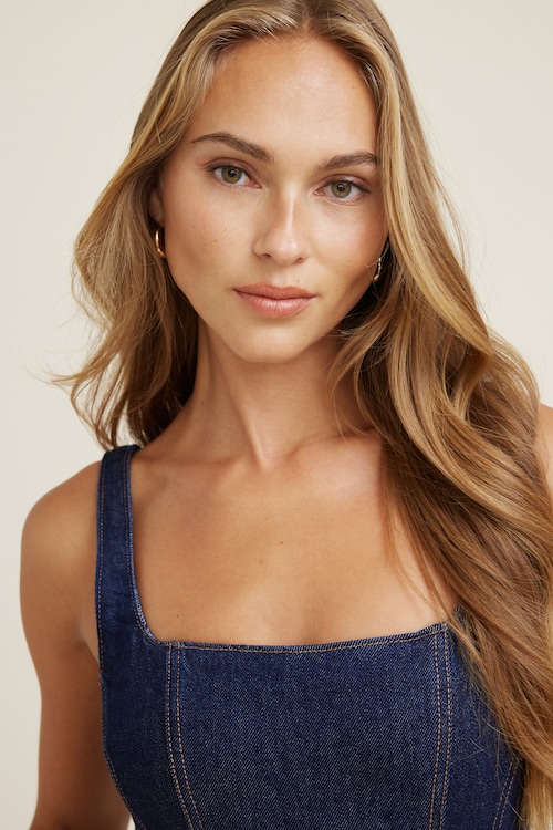 white christmas dresses Wiley Denim Dress – Retrofete main image 1
