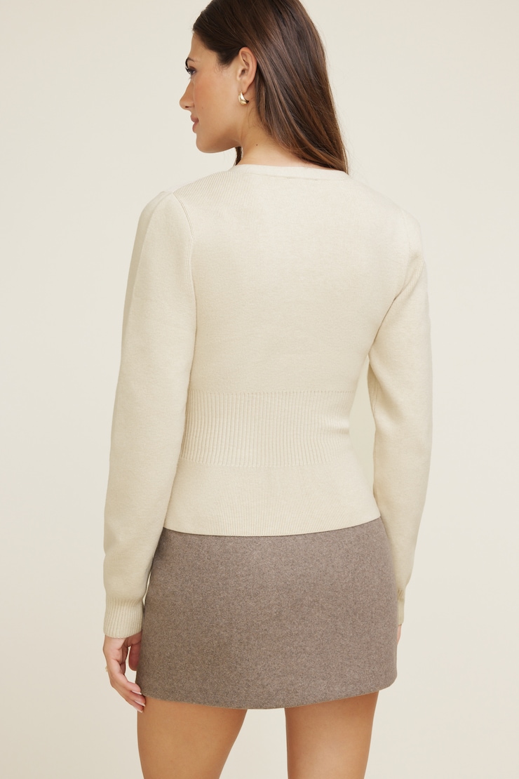 Cinched Waist Cardigan Sea Salt Off White Melange large