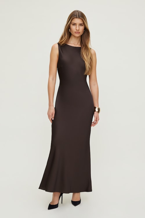 joe browns red polka dot dress Brown Silk Slip Dress | Slip Dress