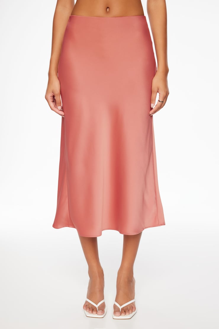 Jupe midi de style nuisette en satin Melody Rose canyon large