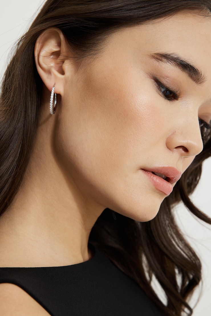 3-Pack Gem Hoop Earrings Silver large