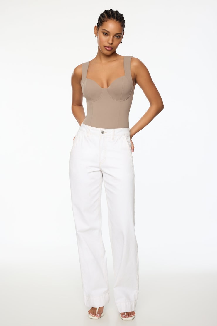 Addie Sculpt Corset Bodysuit  Cinder Taupe large