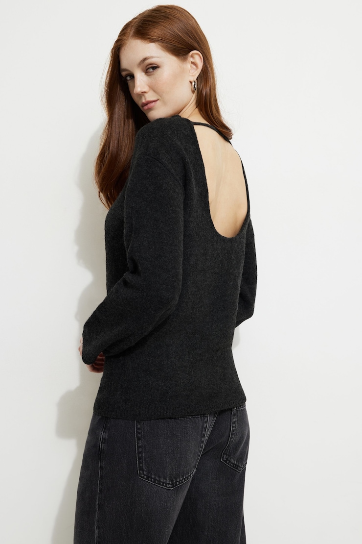 Heavenlyarn™ Open Back Sweater Stormy Sky Mix large
