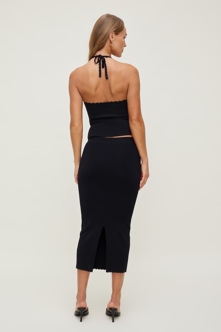 Scallop Trim Maxi Skirt