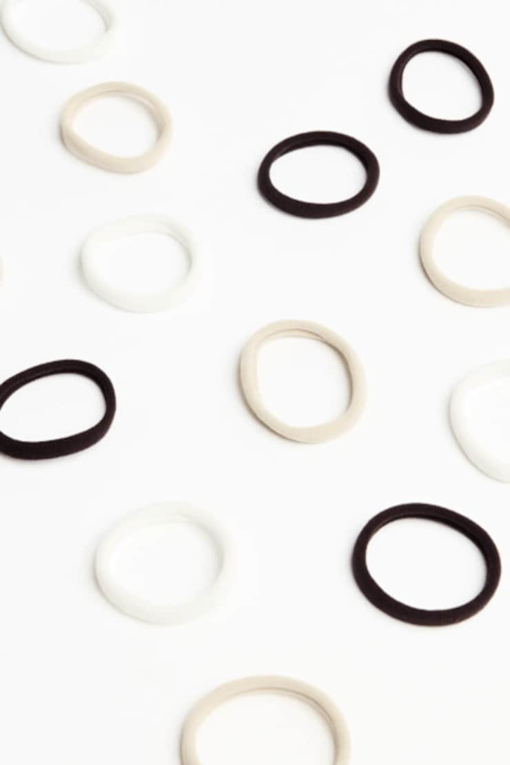 Pack of 18 Seamless Hair Elastics, Snow White/Satellite Beige/Armadillo Brown, large