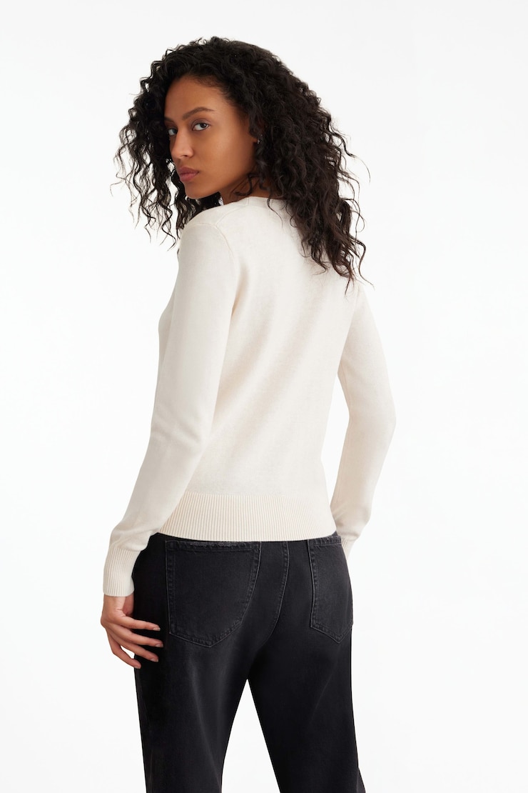 Essentiæls | The Soft V Neck Sweater Polished Pearl large