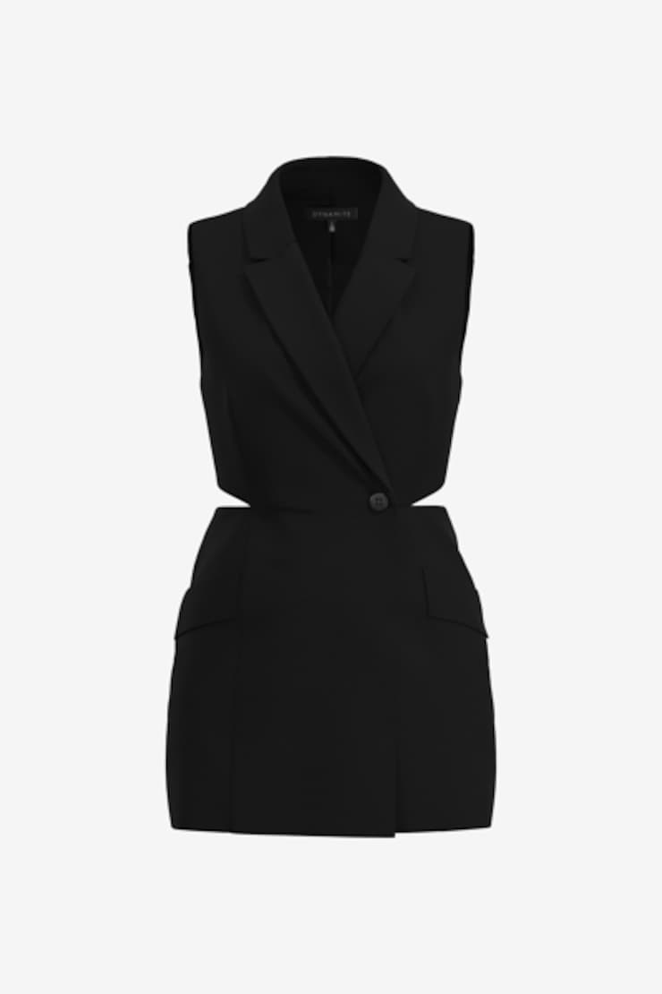 Rowan Cut Out Blazer Romper Jet Black large