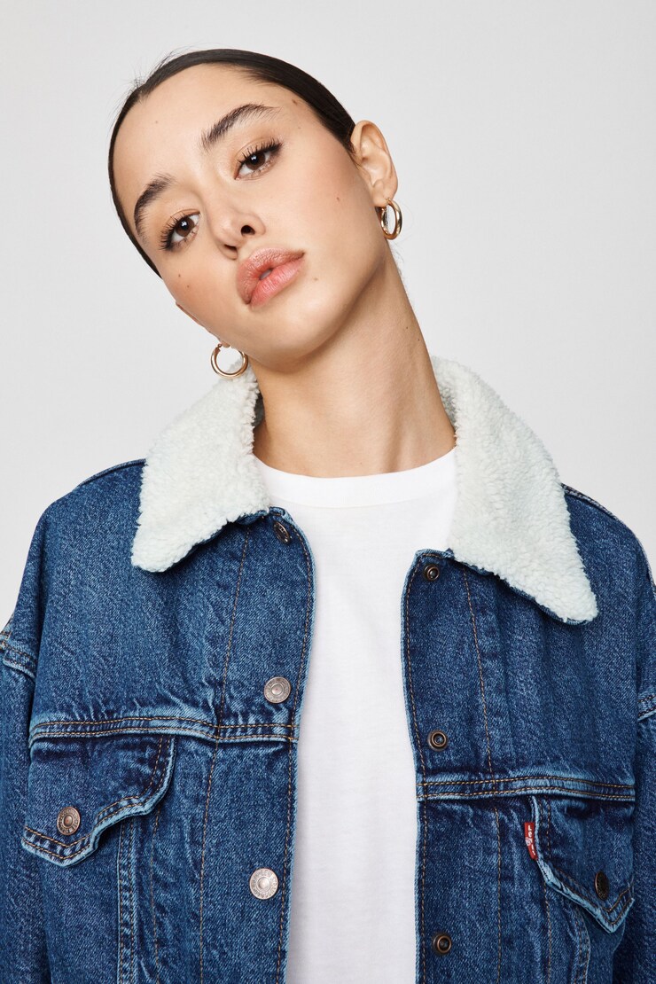 LEVI'S Cropped Loose Sherpa Jacket, Plant a Seed, large