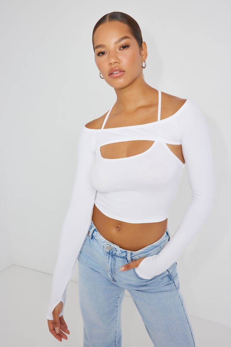 T-Back Cami Shrug Set, Bright White, large