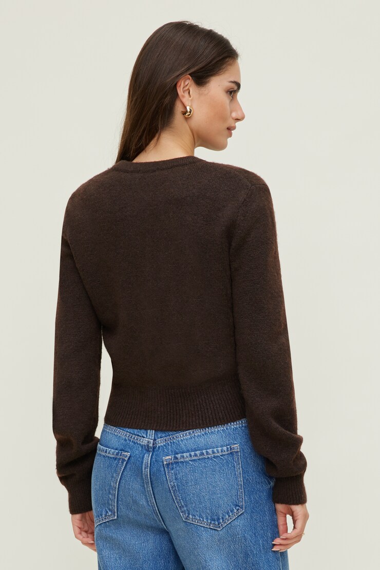 Rebecca Crewneck Cardigan Java Brown large