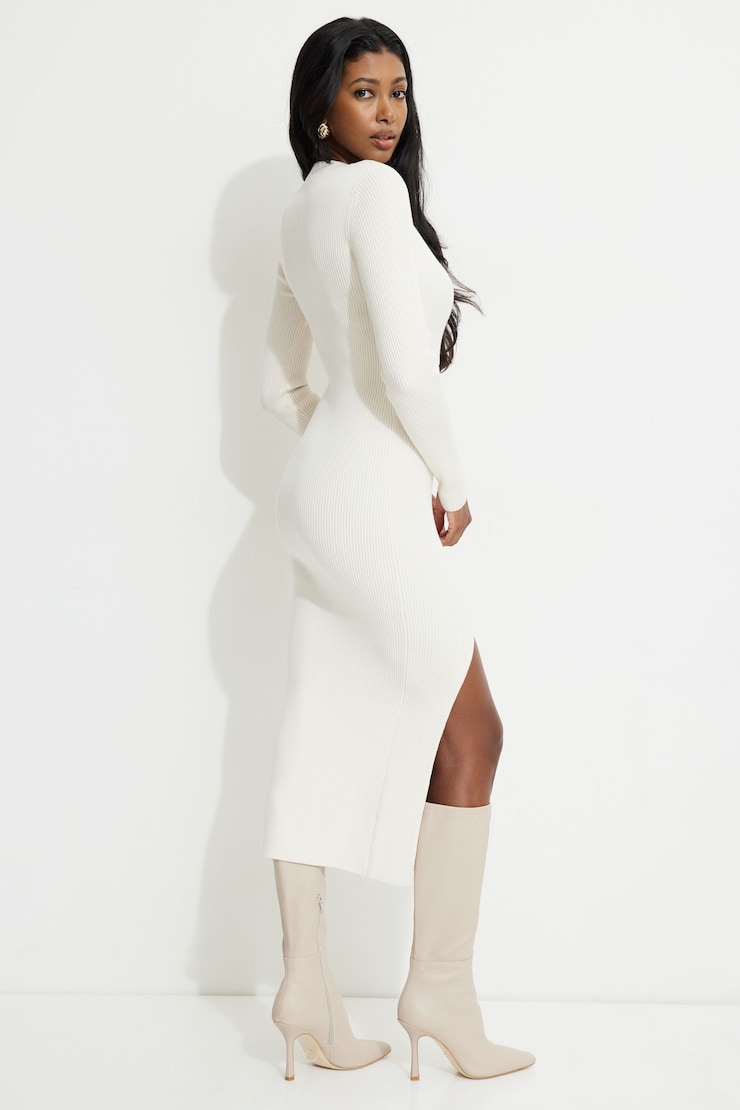 Slit Midi Sweater Dress Sea Salt large