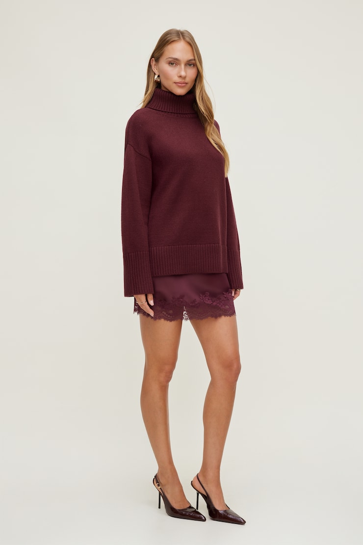Evy Turtleneck Sweater Zinfandel Burgundy large