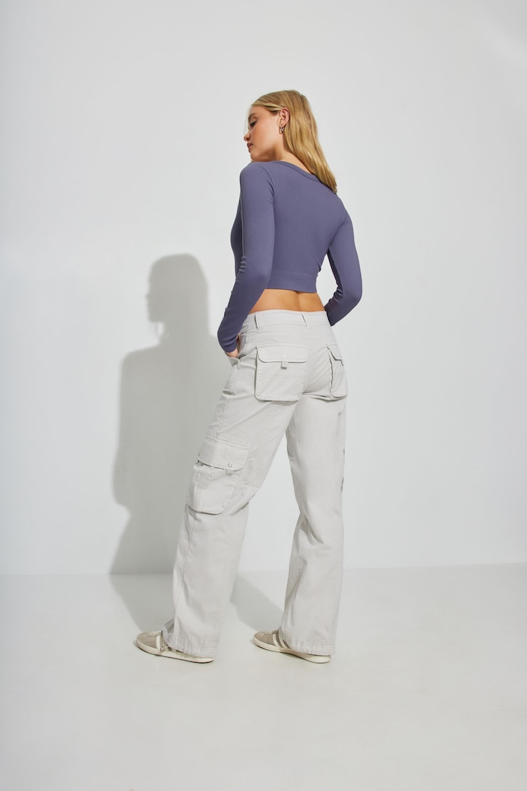Chicago Low Rise Cargo Pant, Cement Grey, large