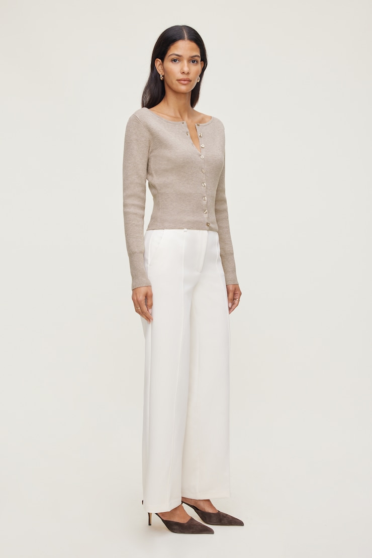 Pintuck Straight Leg Pants Sea Salt Off White large