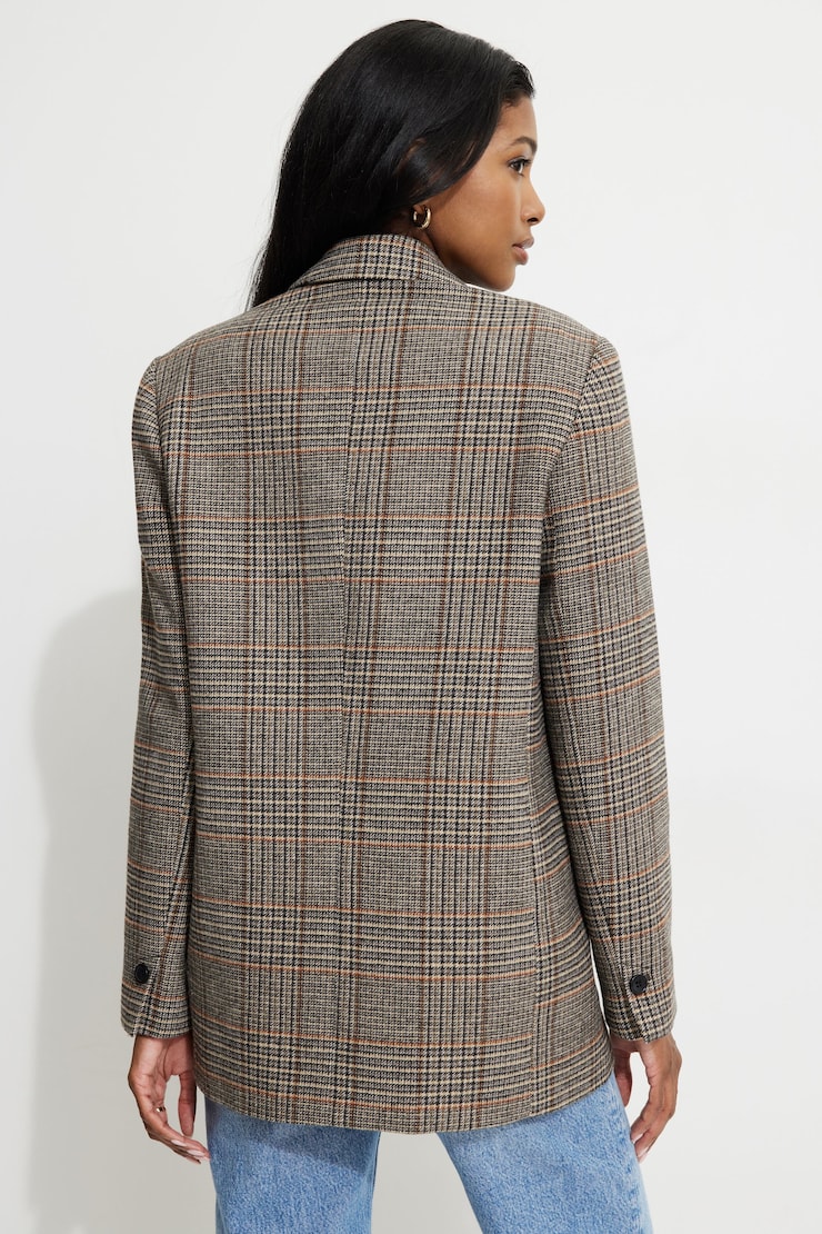Diana Plaid Oversized Blazer Light Fuzzy Beige large