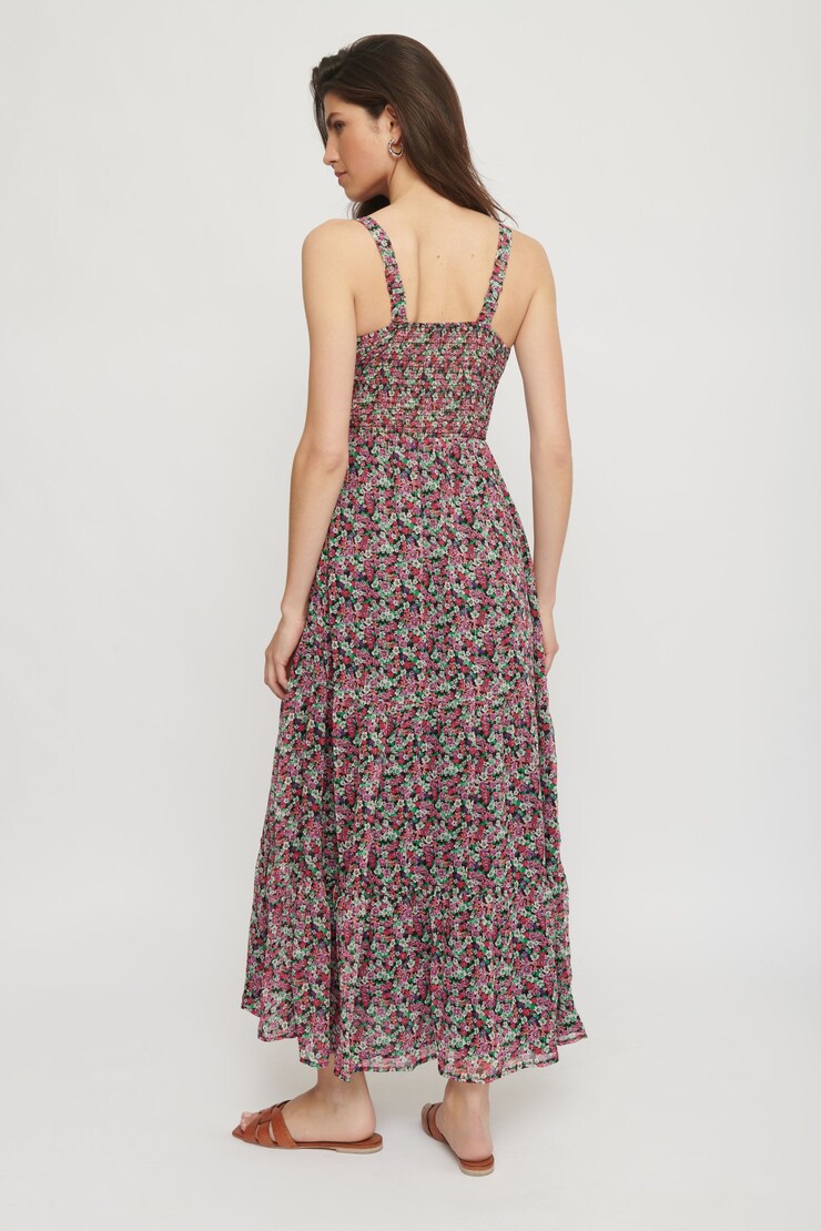 Bea Smocked Maxi Dress Multi Pink Floral large