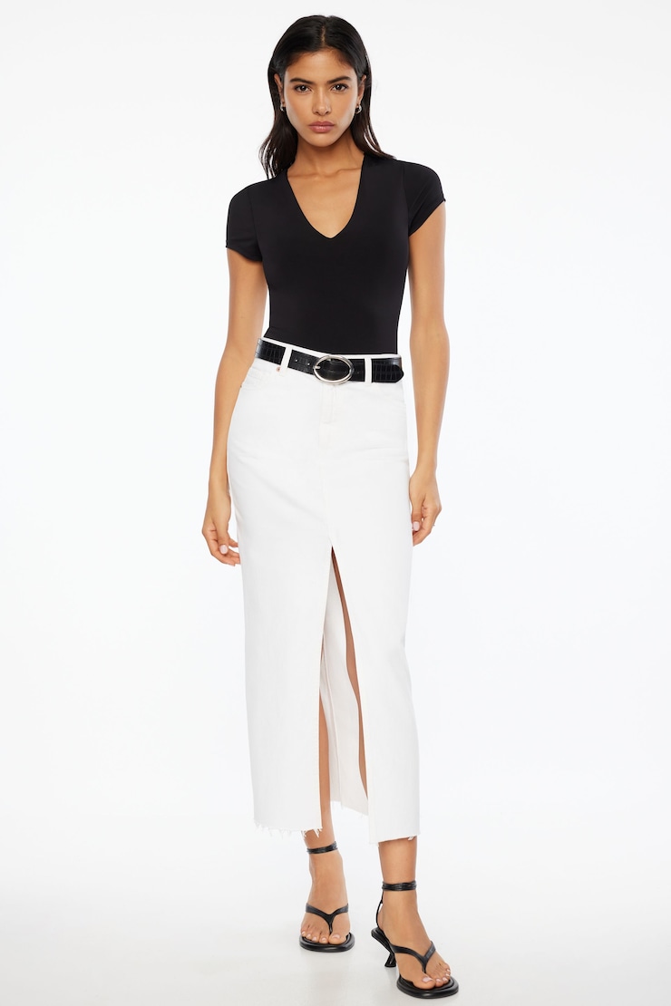 Cassidy Sculpt Short Sleeve V-Neck Bodysuit Jet Black large