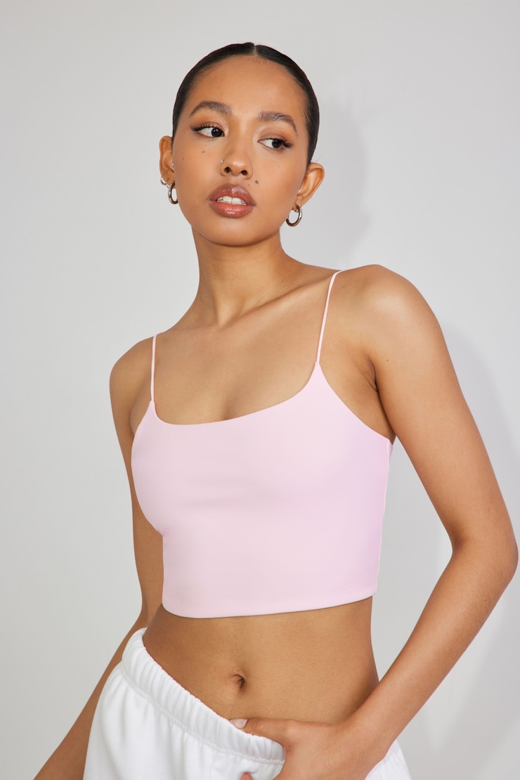 Eva Cropped Cami Top, Chalk Pink, large