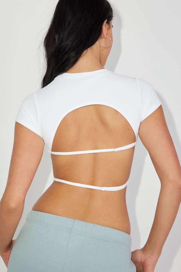 Mikayla Open Back Tee, Bright White, large
