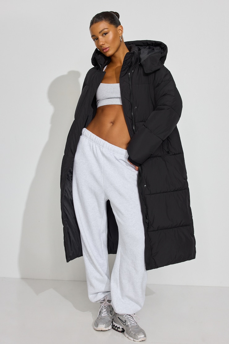 Maxi Puff Coat, Jet Black, large