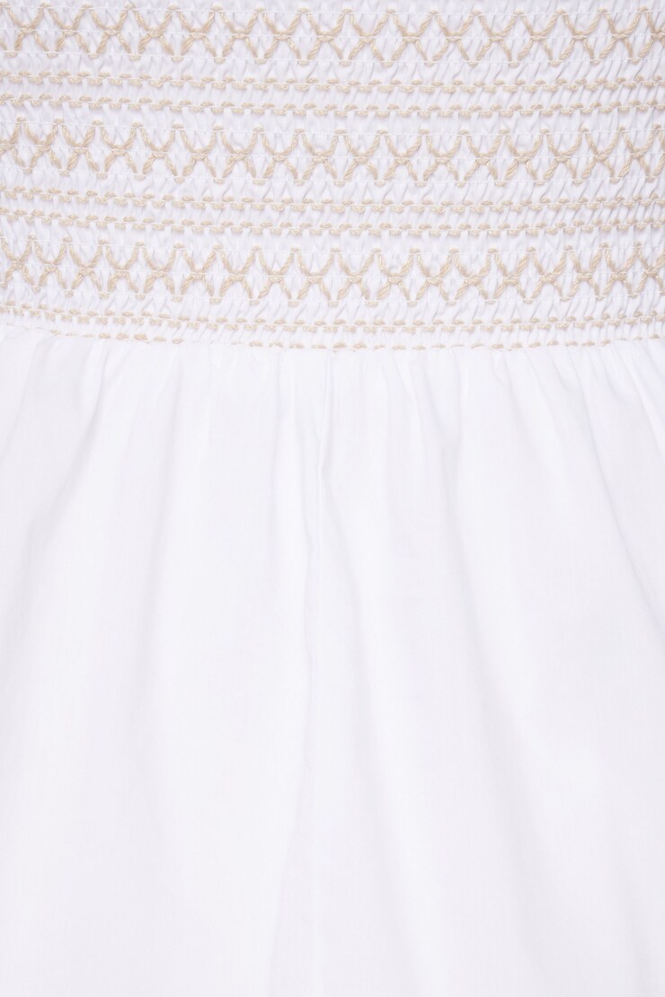 Smocked Flare Mini Dress Bright White large