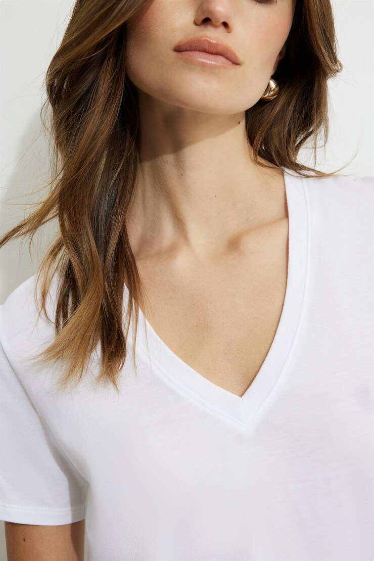 Essential V Neck Cotton T Shirt Bright White large