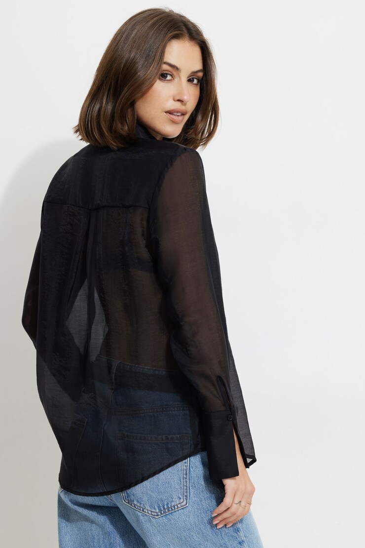 Sheer Relaxed Shirt Black | Dynamite