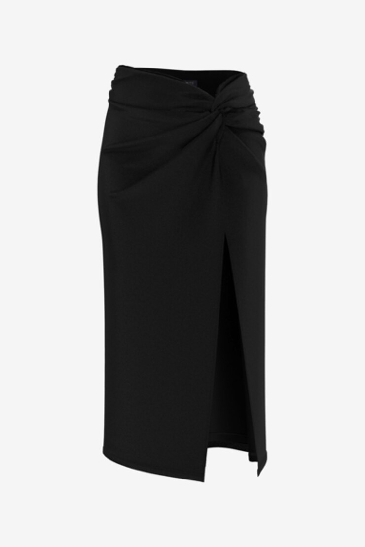 Naia Sculpt Midi Skirt With Slit  Jet Black  large