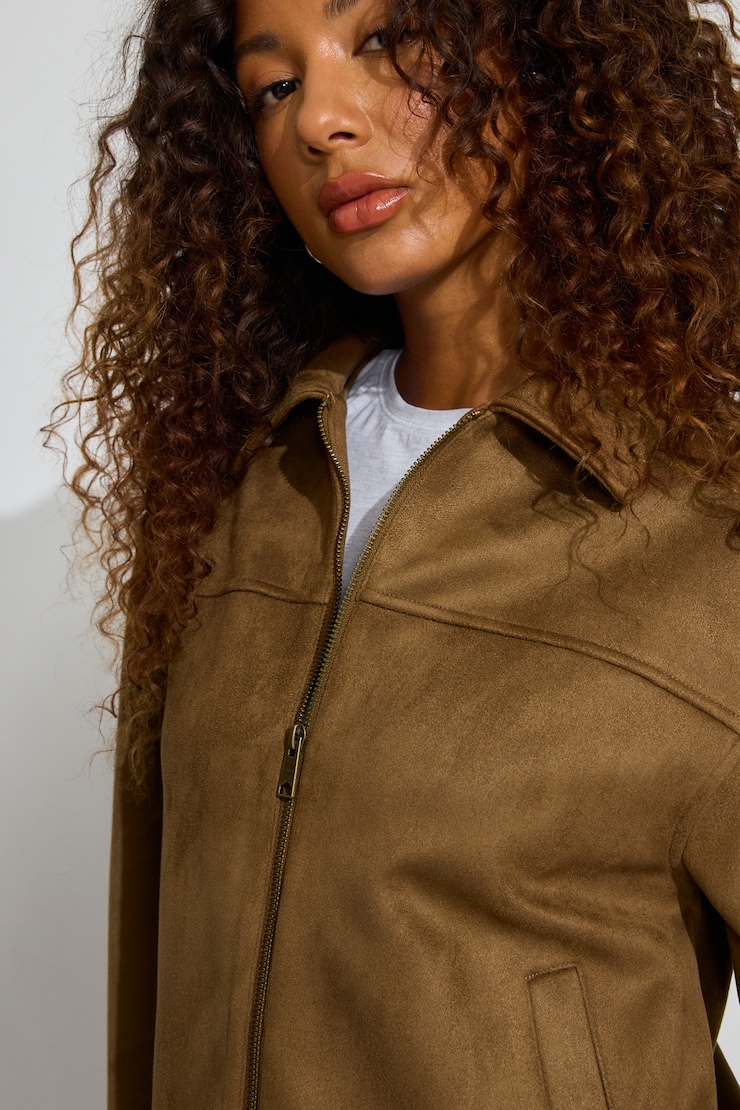 Oversized Suede Worker Jacket Brown | Garage