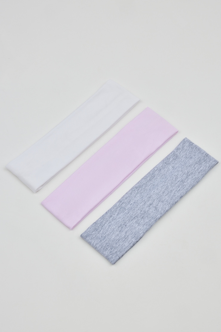 Set of 3 Stretchy Headbands, Light Pink/Spring Grey Mix/White, large