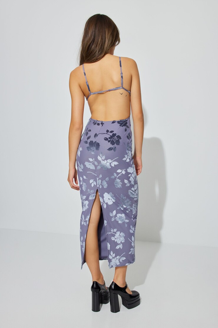 Burnout Cut Out Maxi Dress, Blue Granite/Big Rose, large