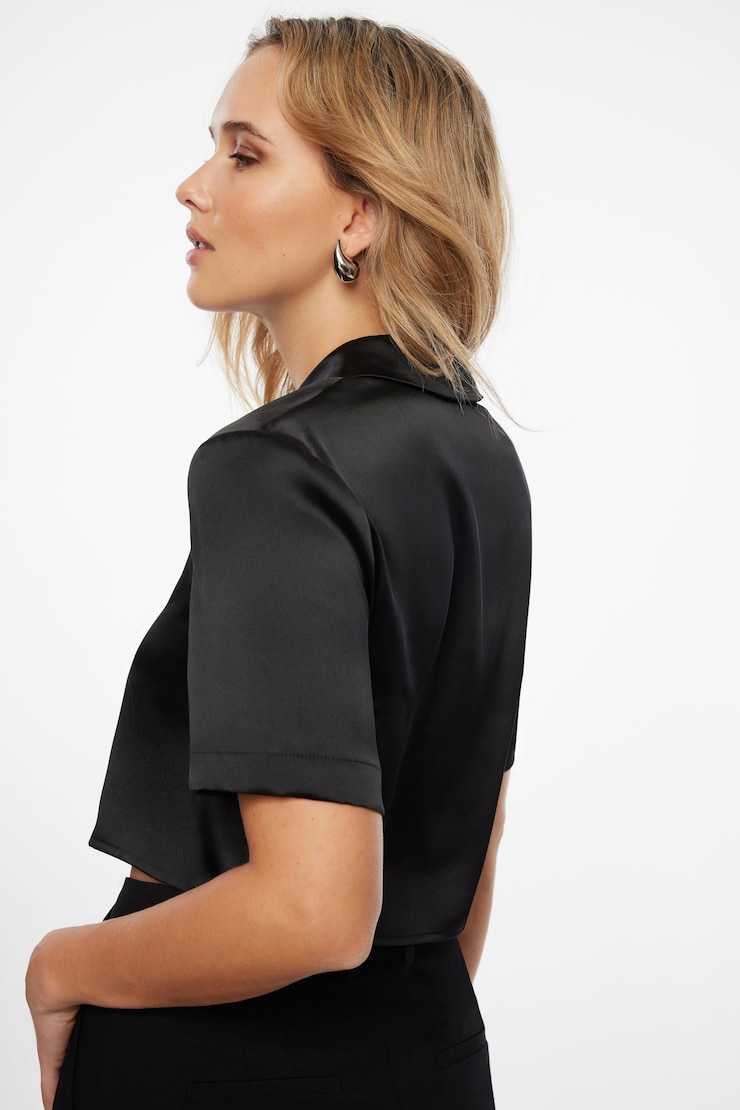 Lexie Satin Shirt Jet Black  large