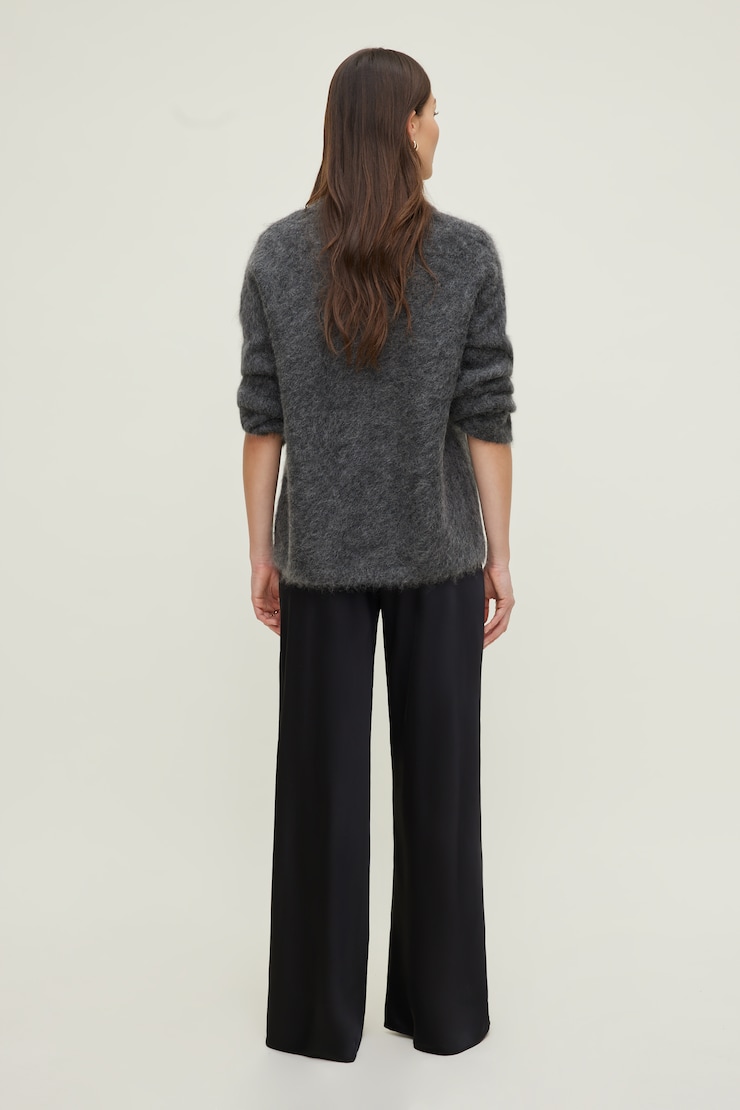 Premium Mohair Wide Sleeve Sweater Graphite Grey Melange large