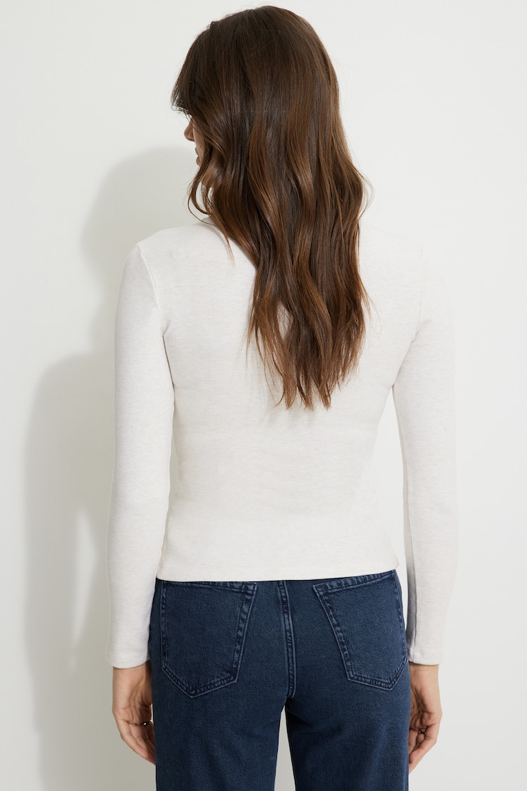 Renae Ribbed Flyaway Cardigan Flat White Melange large
