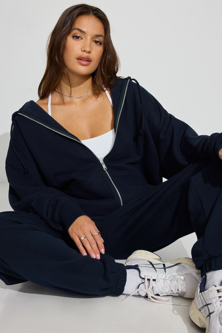 SoftTerry Oversized Zip-Up Hoodie Blue | Garage